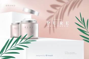 Realistic natural cream ad template Free Vector