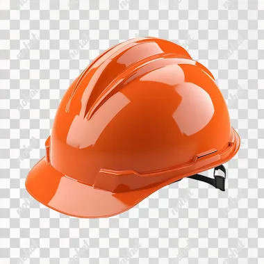 Realistic Orange Construction Helmet in Dramatic Lighting