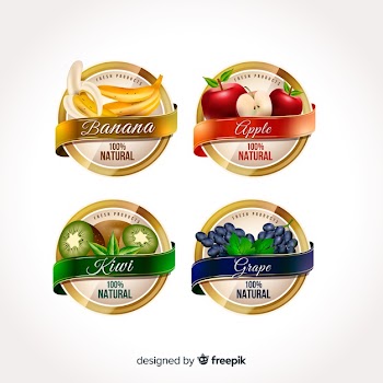 Realistic organic food labels Free Vector