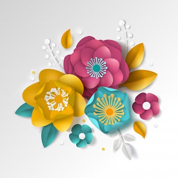Realistic paper floral Free Vector