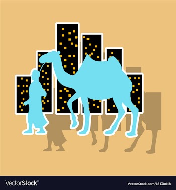 Realistic paper sticker on theme arabic business vector image