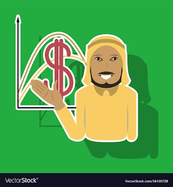 Realistic paper sticker on theme arabic business vector image