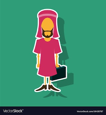 Realistic paper sticker on theme arabic business vector image