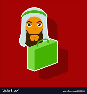 Realistic paper sticker on theme arabic business vector image