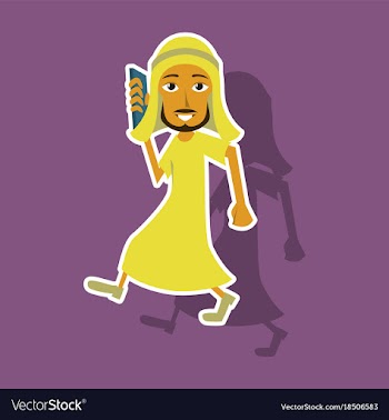 Realistic paper sticker on theme arabic business vector image