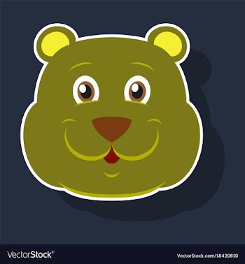 Realistic paper sticker on theme funny animal bear vector image