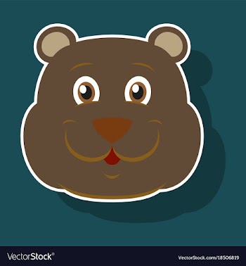 Realistic paper sticker on theme funny animal bear vector image