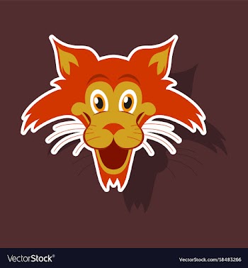 Realistic paper sticker on theme funny animal cat vector image
