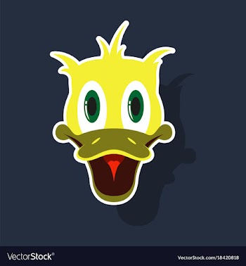 Realistic paper sticker on theme funny animal duck vector image