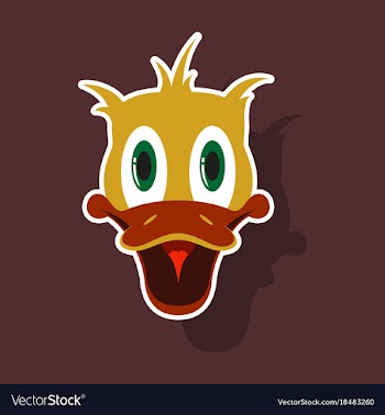 Realistic paper sticker on theme funny animal duck vector image