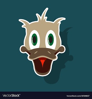 Realistic paper sticker on theme funny animal duck vector image
