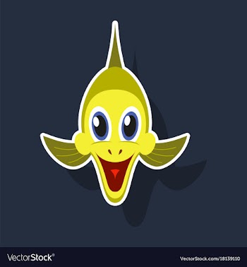 Realistic paper sticker on theme funny animal fish vector image