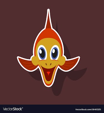 Realistic paper sticker on theme funny animal fish vector image