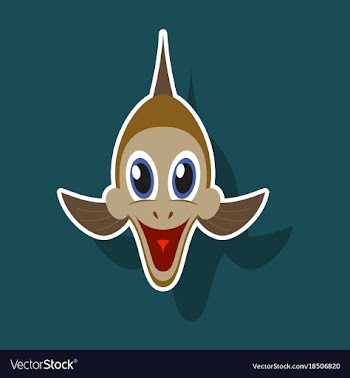 Realistic paper sticker on theme funny animal fish vector image