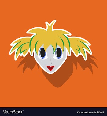 Realistic paper sticker on theme humor clown woman vector image