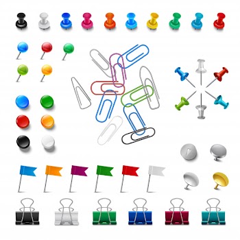 Realistic pushpins and clips