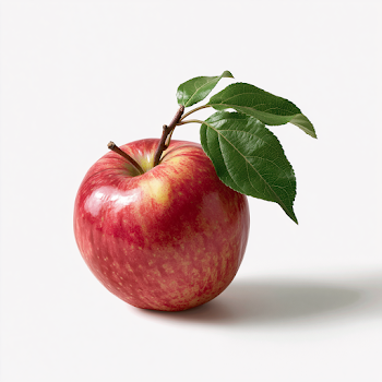 Realistic Red Apple with Leaf