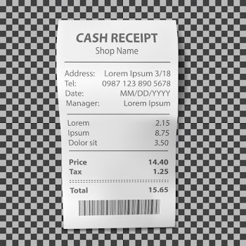 Realistic shop receipt, paper payment bill Free Vector