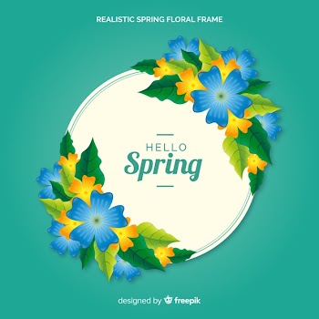 Realistic spring floral frame