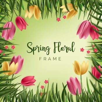 Realistic spring floral frame concept Free Vector