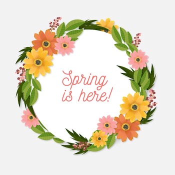 Realistic spring floral frame with wreath of flowers Free Vector