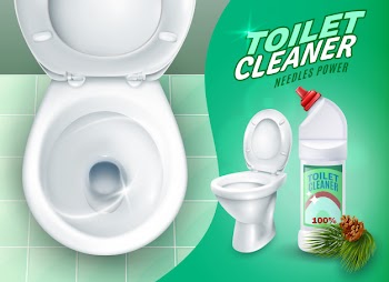 Realistic toilet and cleaner gel poster Free Vector
