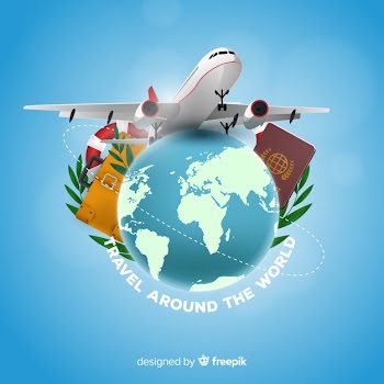 Realistic travel background Free Vector