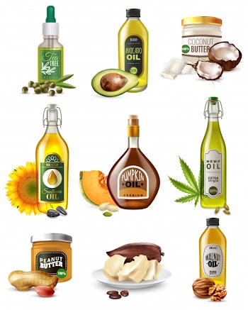 Realistic vegetable oils set Free Vector