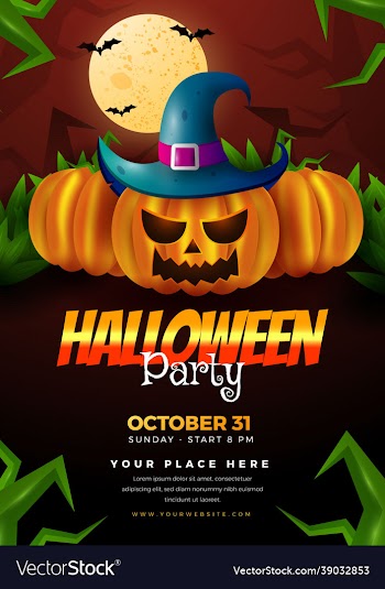 realistic vertical halloween party flyer template