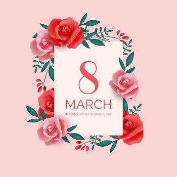Realistic women's day 8th march with roses Free Vector
