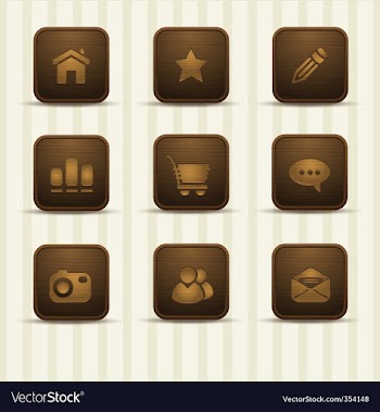  					Realistic wooden icons part 1 vector image														