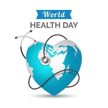 Realistic world health day with heart-shaped planet and stethoscope Free Vector