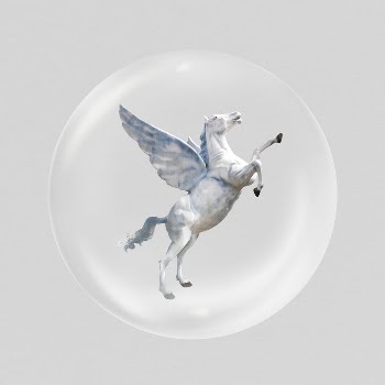 Rearing pegasus in bubble sticker, | Free PSD - rawpixel