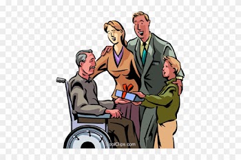 Receiving A Gift From Grandchild Royalty Free Vector - Helping Elderly People Clipart