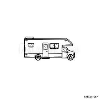 Recreational vehicle hand drawn outline doodle icon