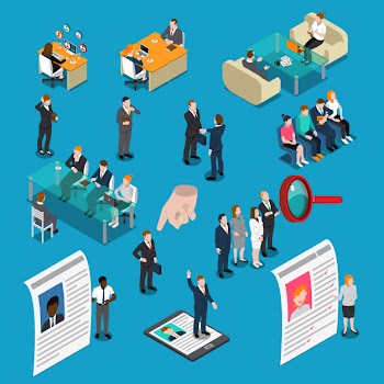 Recruitment hiring isometric people Free Vector