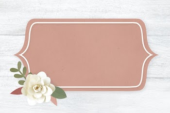 Rectangle paper craft flower badge psd