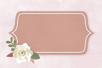 Rectangle paper craft flower badge psd