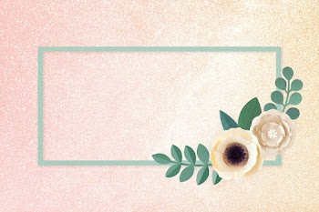 Rectangle paper craft flower badge psd