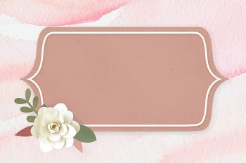 Rectangle paper craft flower badge psd