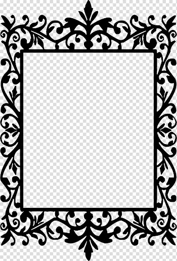 Rectangular black floral frame, Frames Drawing Silhouette , round frame transparent background PNG clipart