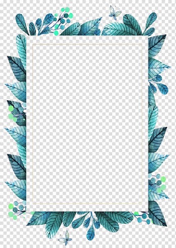 Rectangular blue and green leaves frame , Leaf frame Green, green leaves transparent background PNG clipart