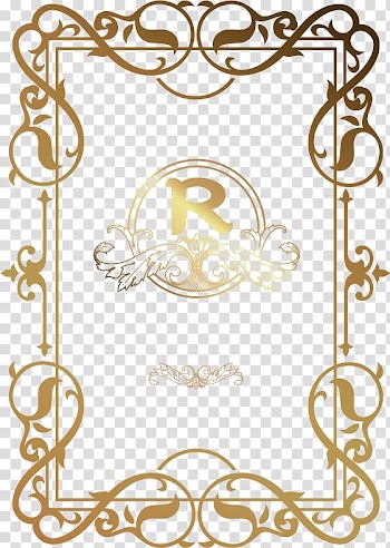 Rectangular brown and gold , Middle Ages Euclidean Wedding invitation, Medieval vintage invitation transparent background PNG clipart