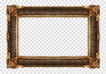 , rectangular brown floral wooden frame transparent background PNG clipart
