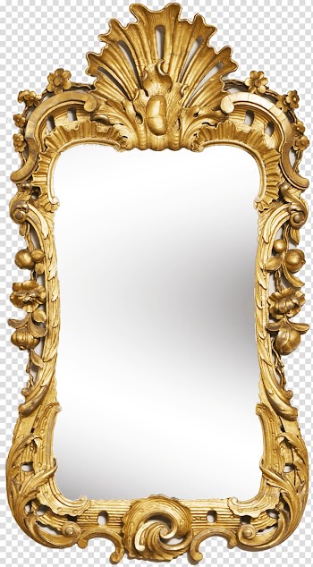 Rectangular brown wooden famed mirror, Mirror Gold Frame transparent background PNG clipart