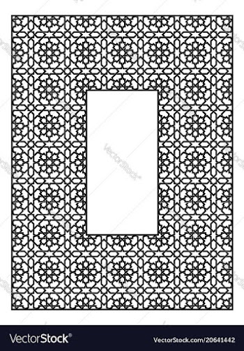 Rectangular frame with traditional arabic ornament vector image