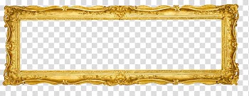 Rectangular gold floral frame transparent background PNG clipart