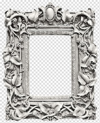 Rectangular gray floral designed frame, Frames Monochrome, gothic transparent background PNG clipart