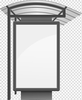 Rectangular gray wooden framed board , Bus stop Illustration, bus stop billboard transparent background PNG clipart