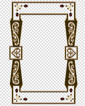 Rectangular green and brown Damask frame transparent background PNG clipart